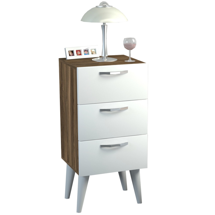 Comodino BELLINI 80x40 cm marrone/bianco