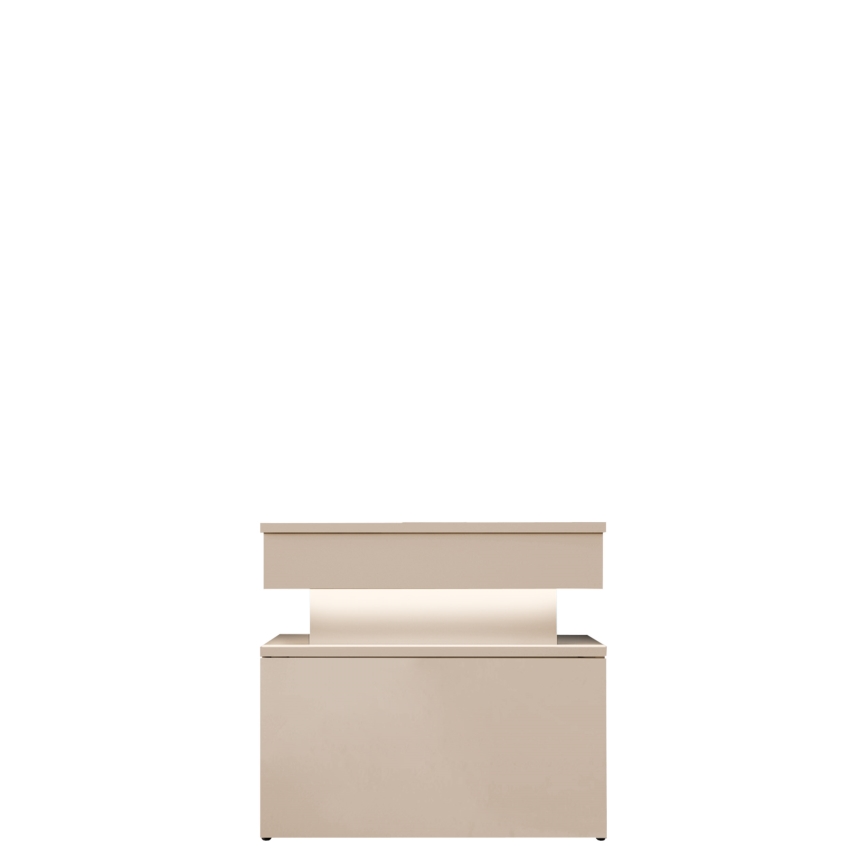 Comodino con illuminazione LED GLOSSA 55x51 cm beige