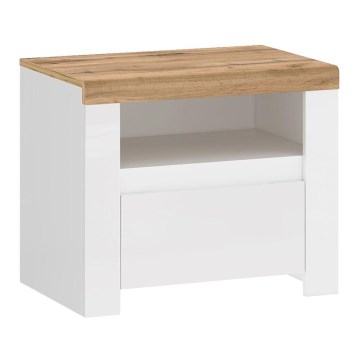 Comodino DAMINO 50,5x60 cm bianco/rovere wotan