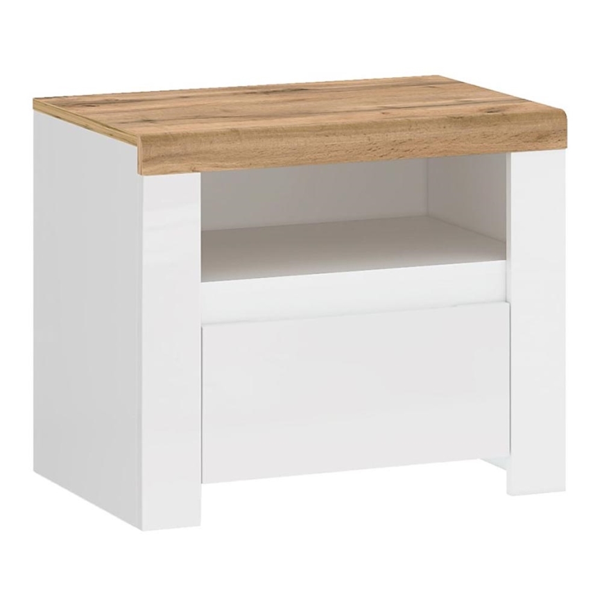 Comodino DAMINO 50,5x60 cm bianco/rovere wotan