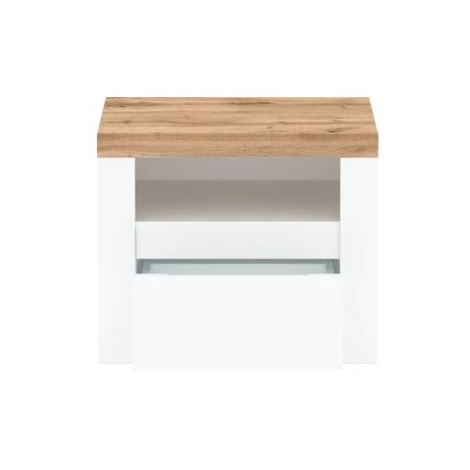 Comodino DAMINO 50,5x60 cm bianco/rovere wotan