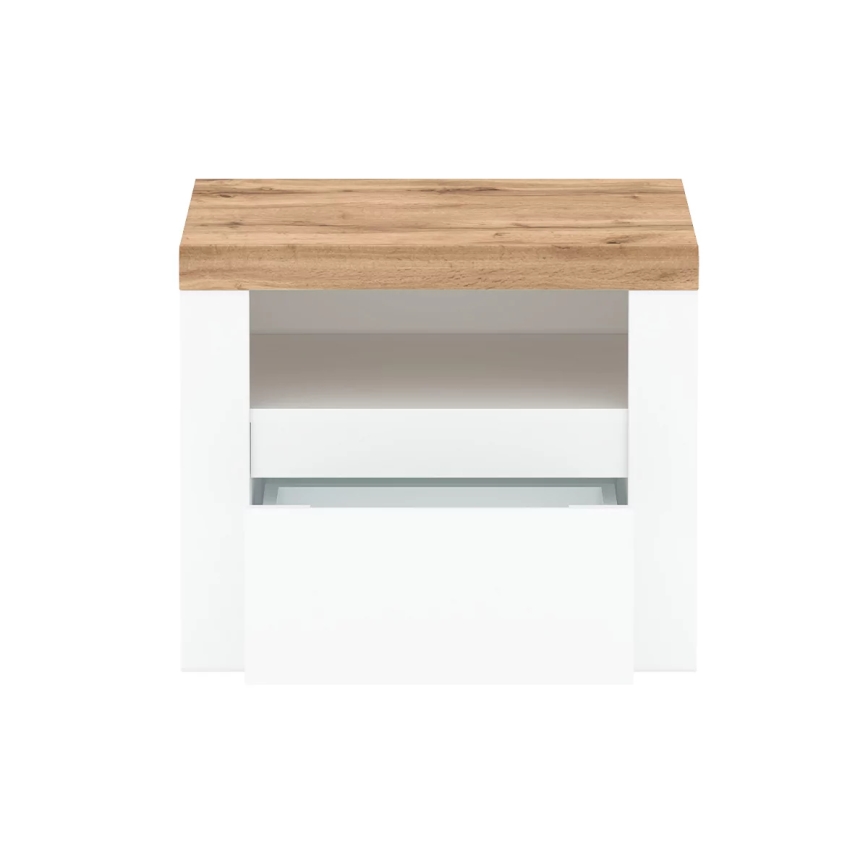 Comodino DAMINO 50,5x60 cm bianco/rovere wotan