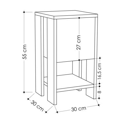 Comodino EMA 55x30 cm bianco/beige