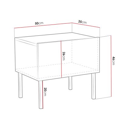 Comodino EXITO 46x50 cm bianco/oro