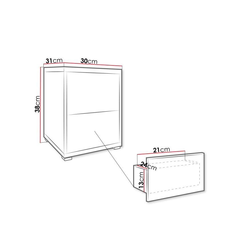 Comodino GESITA 38x30 cm cachemire