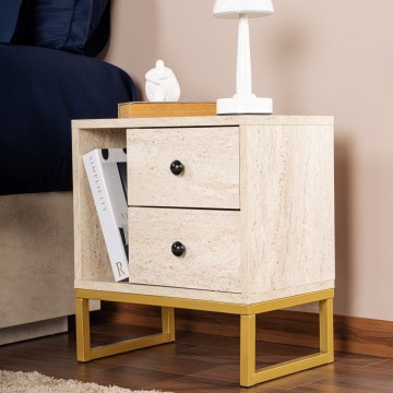 Comodino GLIMMER 50x45,2 cm beige/oro