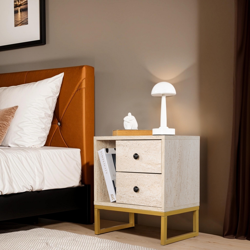 Comodino GLIMMER 50x45,2 cm beige/oro