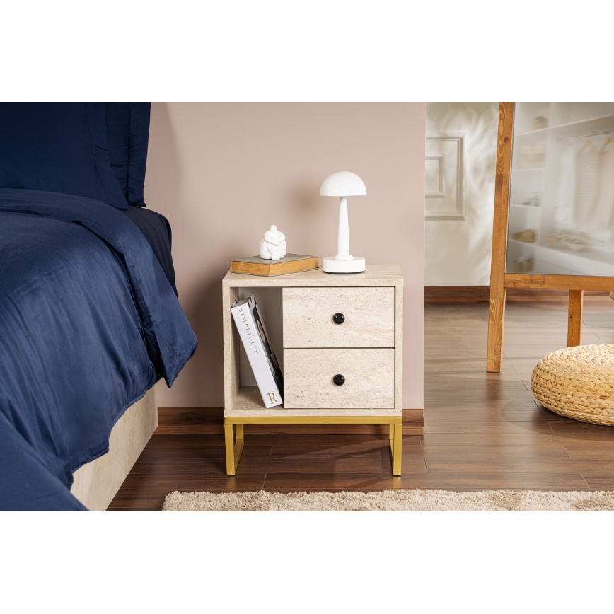 Comodino GLIMMER 50x45,2 cm beige/oro