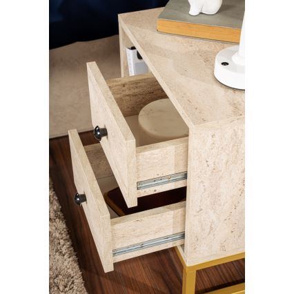 Comodino GLIMMER 50x45,2 cm beige/oro