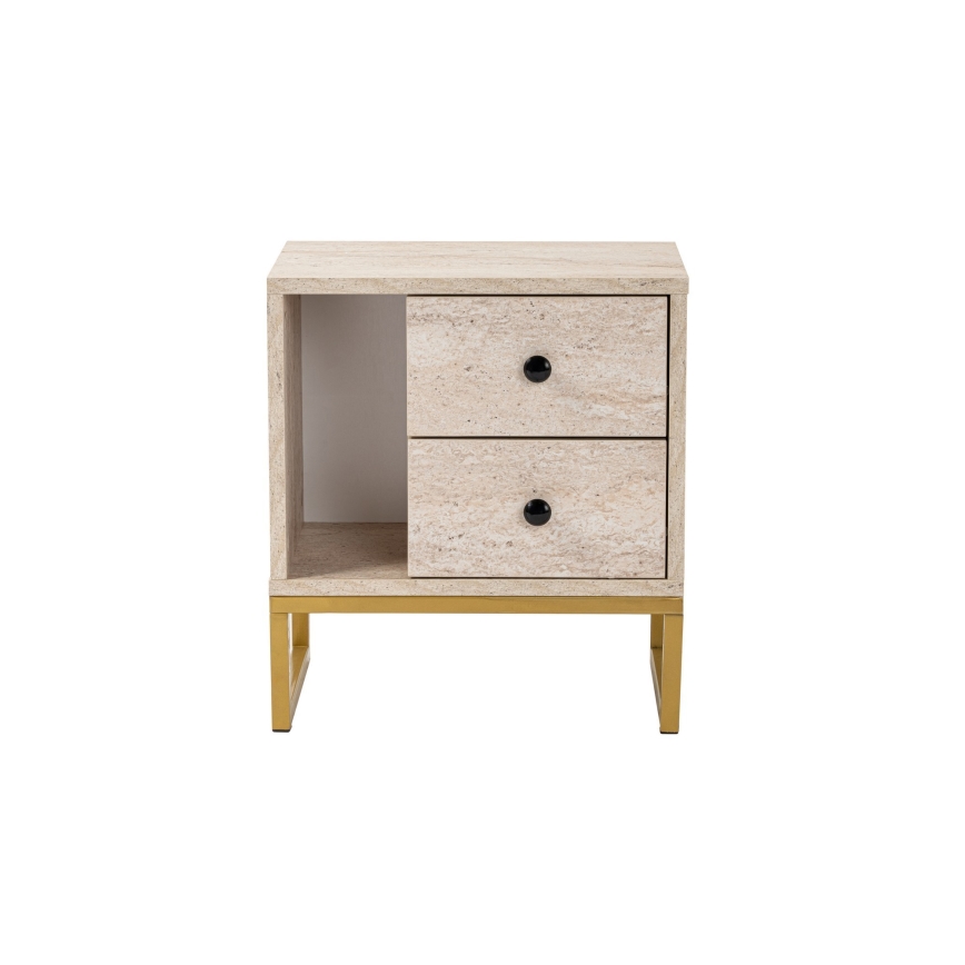 Comodino GLIMMER 50x45,2 cm beige/oro