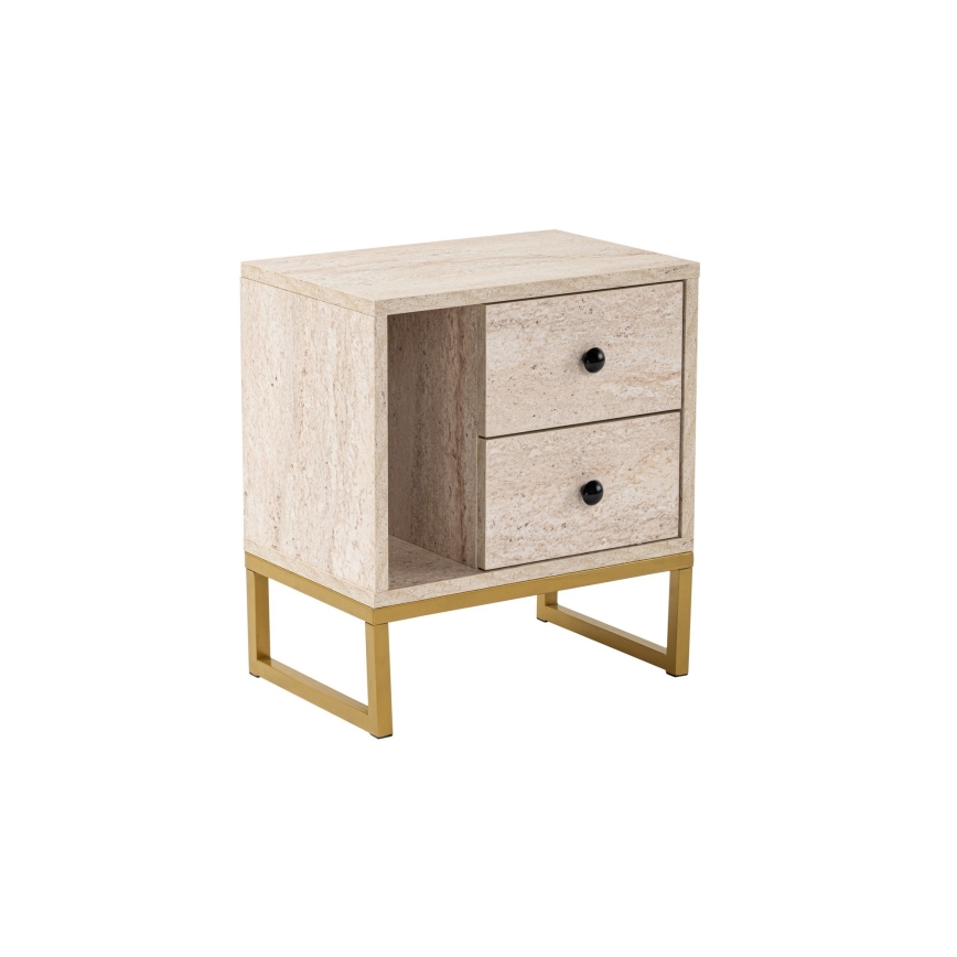 Comodino GLIMMER 50x45,2 cm beige/oro