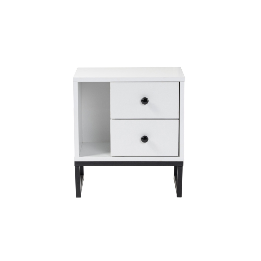 Comodino GLIMMER 50x45,2 cm bianco/nero