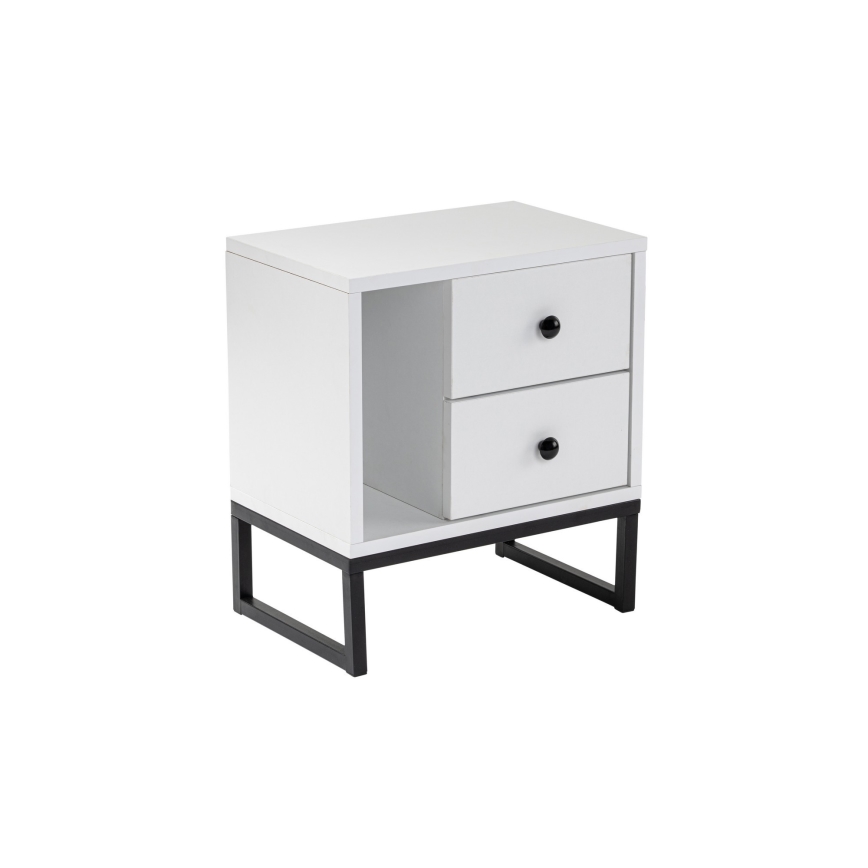 Comodino GLIMMER 50x45,2 cm bianco/nero