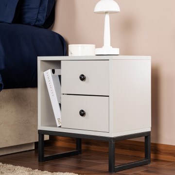 Comodino GLIMMER 50x45,2 cm grigio/nero