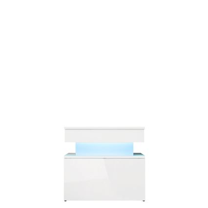 Comodino GLOSSA 51x55 cm con illuminazione a LED, bianco/bianco lucido