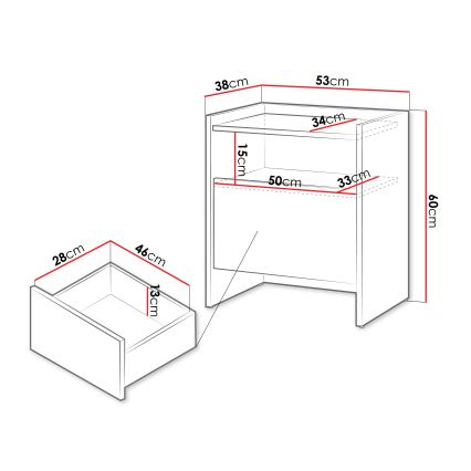 Comodino JAPANDI 60x53 cm rovere Cremona
