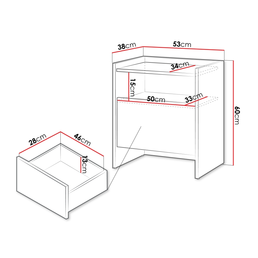 Comodino JAPANDI 60x53 cm rovere Cremona