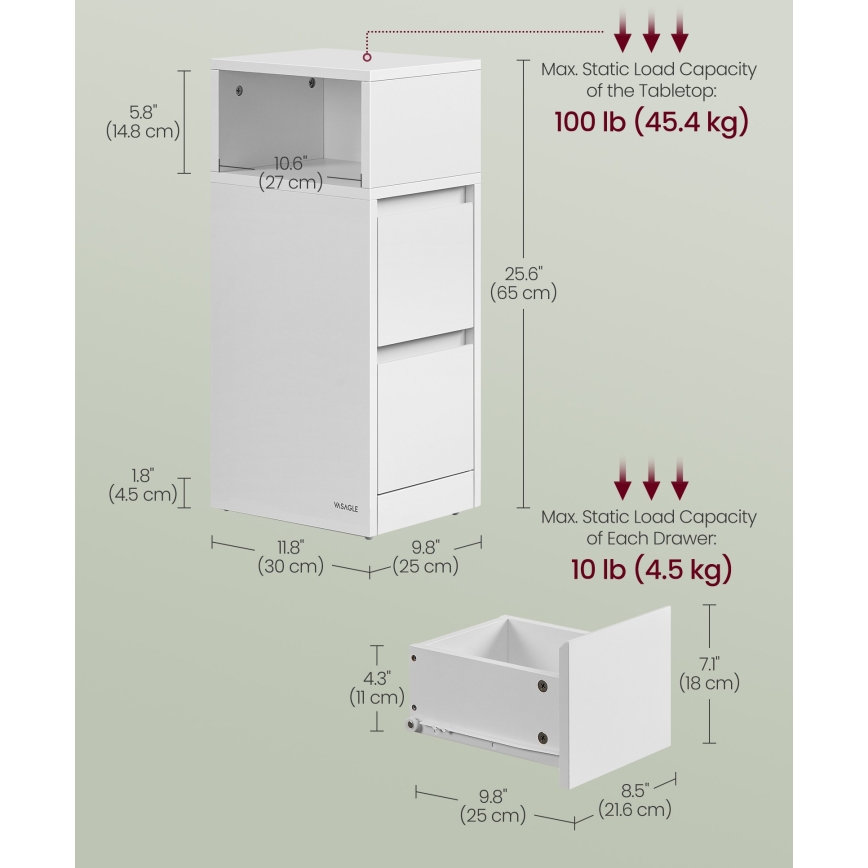 Comodino KELO 25x30 cm bianco