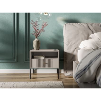 Comodino LUE beige/nero