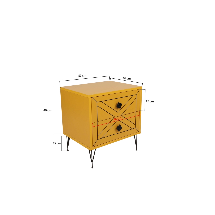 Comodino LUNA 55x50 cm giallo