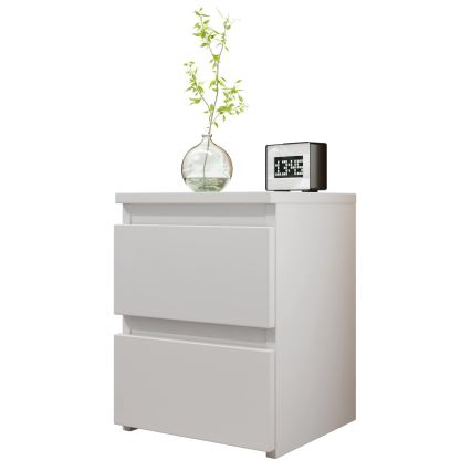 Comodino MALWA 40x30 cm bianco lucido