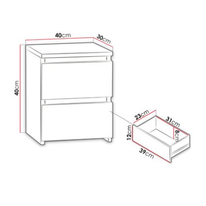 Comodino MALWA 40x40 cm bianco opaco