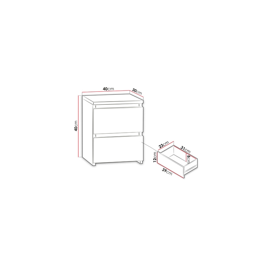 Comodino MALWA 40x40 cm bianco opaco