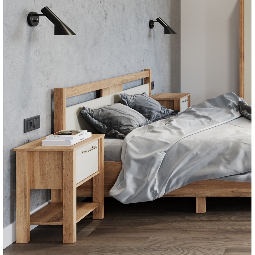 Comodino MENTA 42x59 cm rovere Wotan/grigio