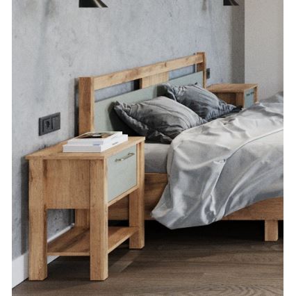 Comodino MENTA 42x59 cm rovere wotan/verde