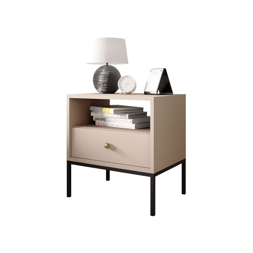 Comodino MONO 56x54 cm beige/nero