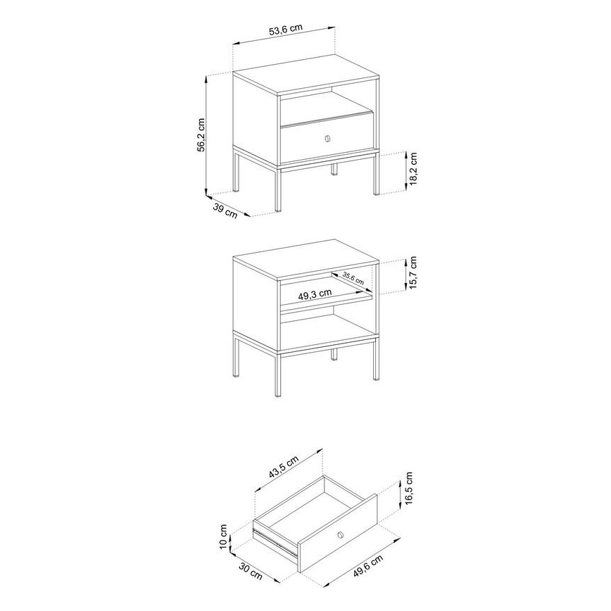 Comodino MONO 56x54 cm blu