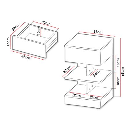 Comodino OBENITA 65x39 cm bianco