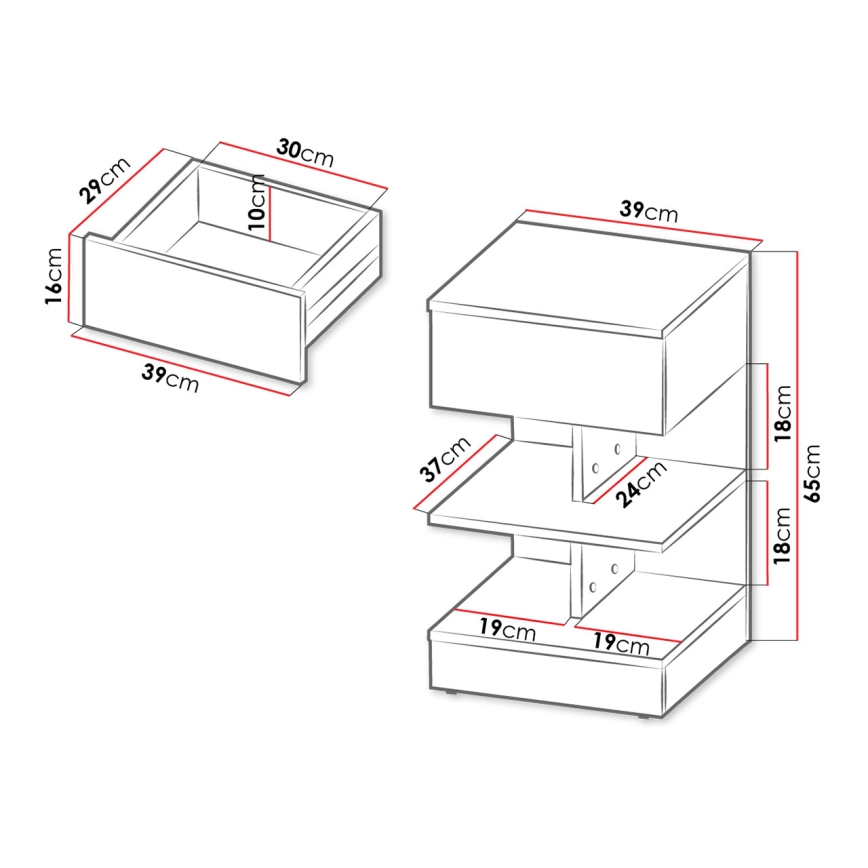Comodino OBENITA 65x39 cm bianco