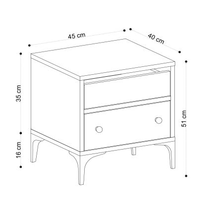 Comodino ORABELLA 51x45 cm marrone