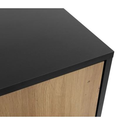 Comodino OVESSI 52x47 cm nero/quercia artisan