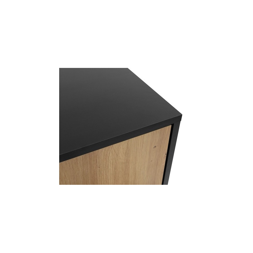 Comodino OVESSI 52x47 cm nero/quercia artisan