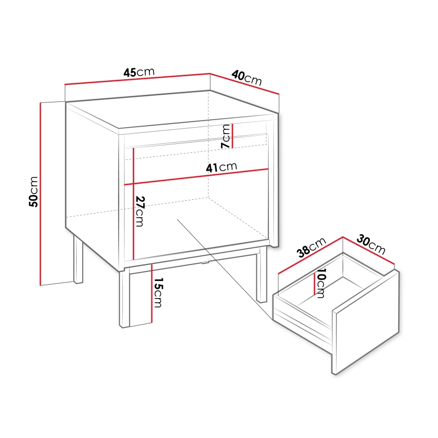 Comodino OZMI 50x45 cm bianco