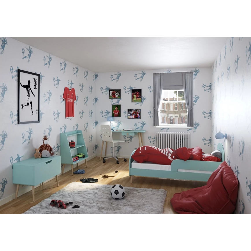 Comodino per bambini GAIA 44,3x41,4 cm turchese/quercia