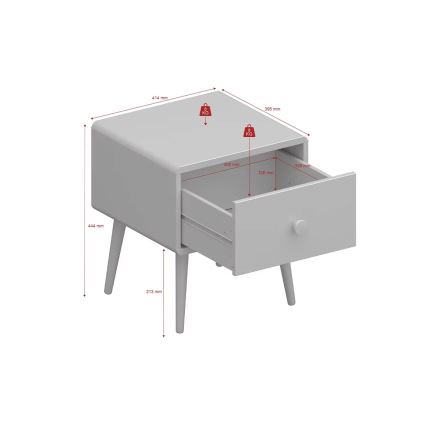 Comodino per bambini GAIA 44,3x41,4 cm turchese/quercia