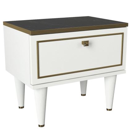 Comodino RAVENNA 47,2x50 cm bianco/nero/oro