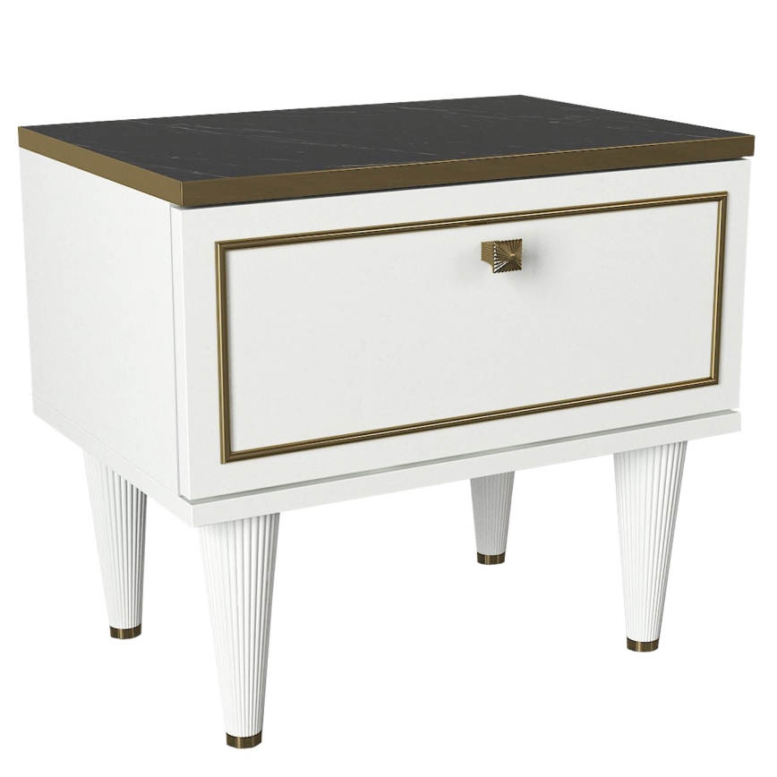 Comodino RAVENNA 47,2x50 cm bianco/nero/oro