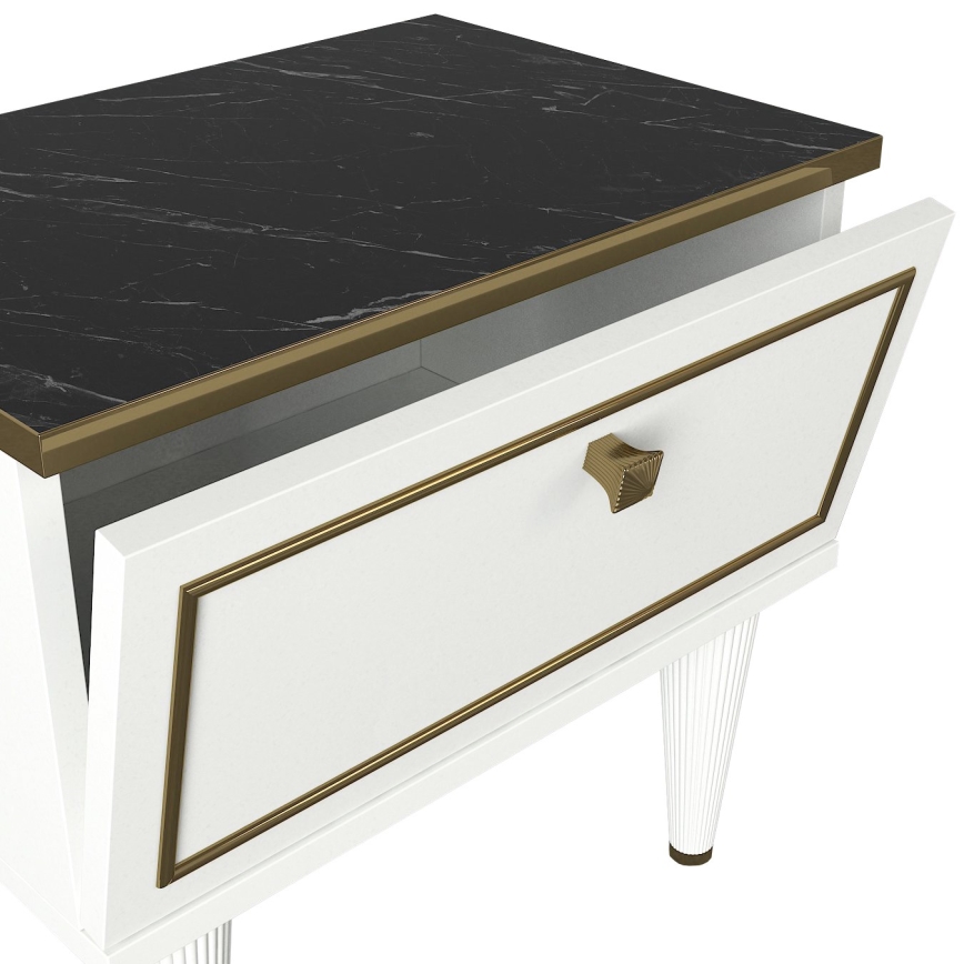 Comodino RAVENNA 47,2x50 cm bianco/nero/oro