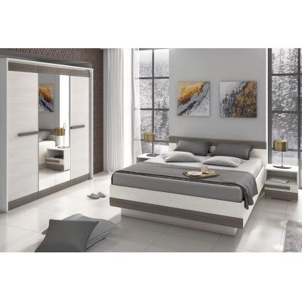 Comodino SARPA 45x46 cm bianco/marrone