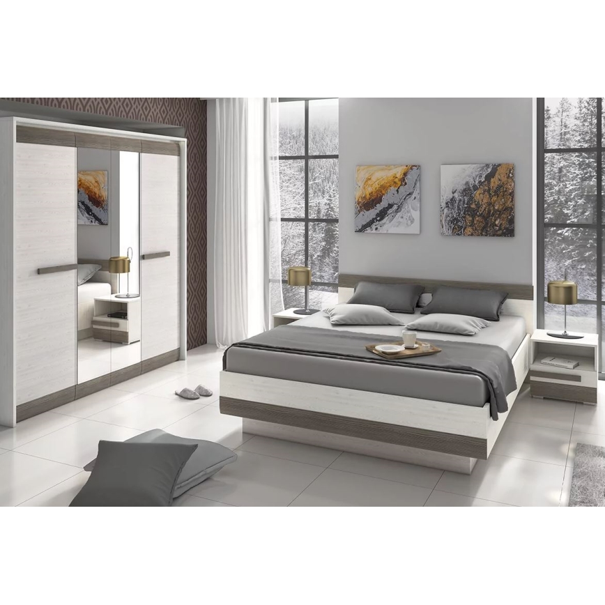 Comodino SARPA 45x46 cm bianco/marrone