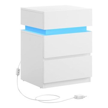 Comodino SMARTIE con illuminazione integrata, bianco