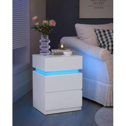 Comodino SMARTIE con illuminazione integrata, bianco