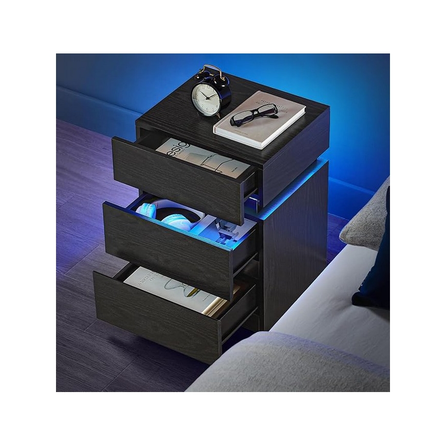 Comodino SMARTIE con illuminazione integrata, nero