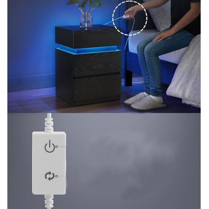 Comodino SMARTIE con illuminazione integrata, nero