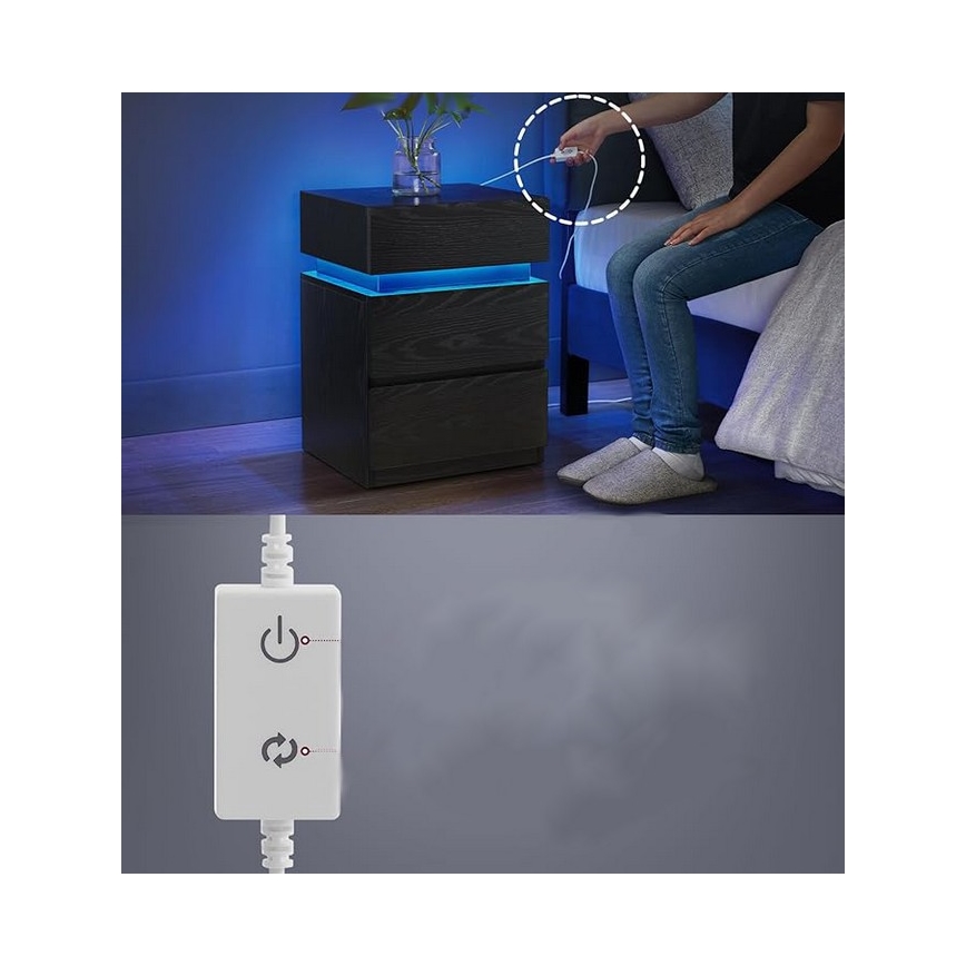 Comodino SMARTIE con illuminazione integrata, nero