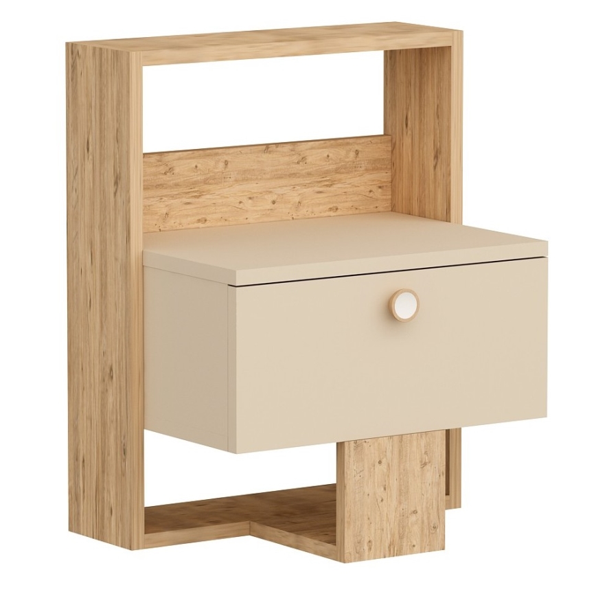 Comodino SNEKER 60x48,6 cm beige/pino atlantic